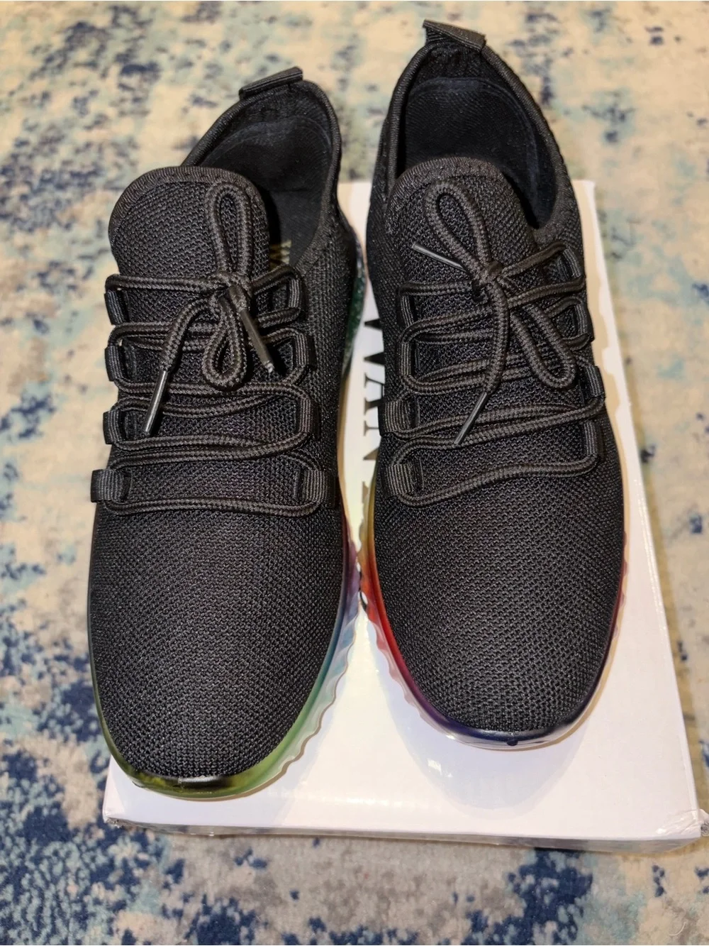 Wanted Affinity Black Knit Sneaker with Rainbow Sole Size 6.5